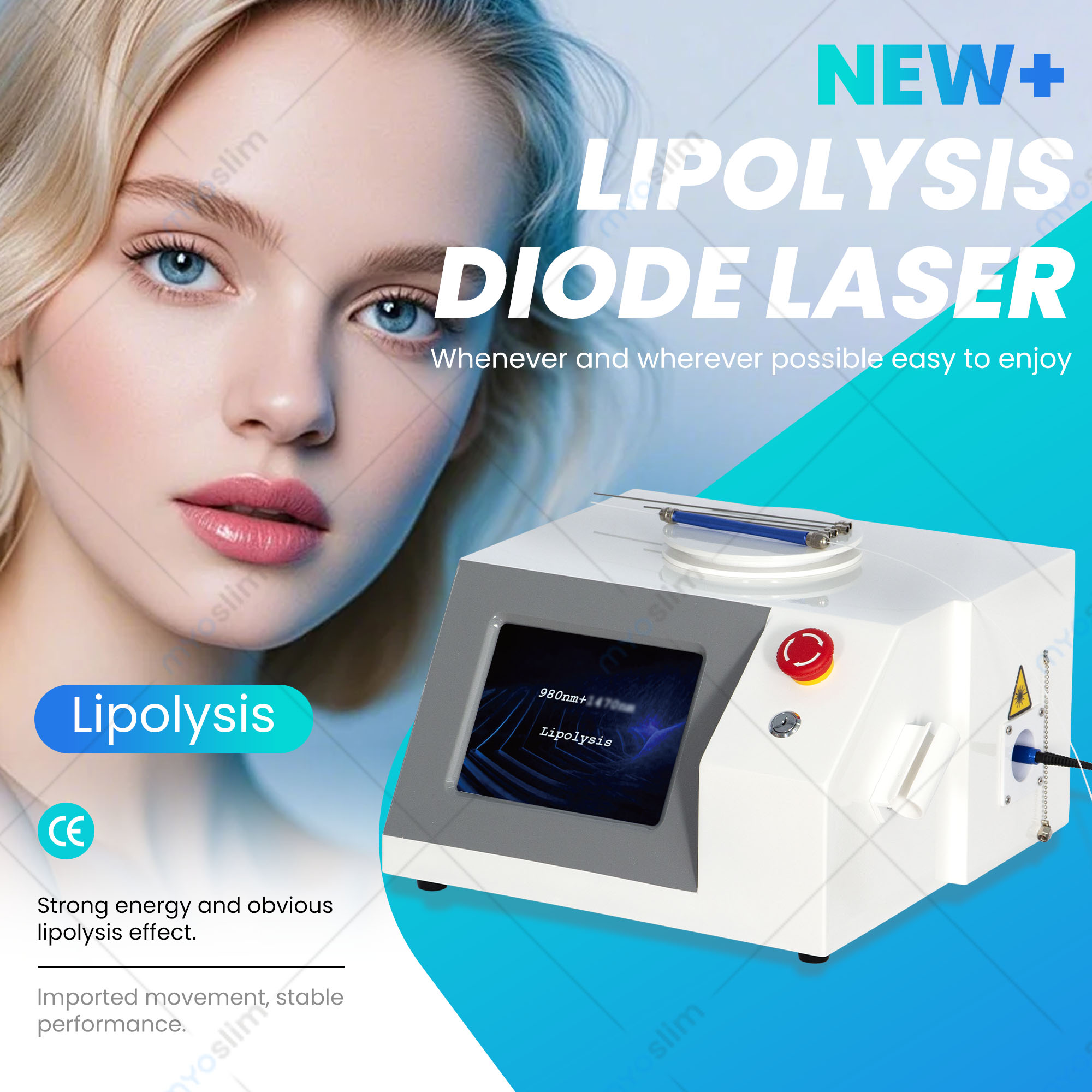 Professional 980nm and 1470nm Diode Laser Lipolysis Machine for Body Slimming Face Lifting Salon Beauty Equipment