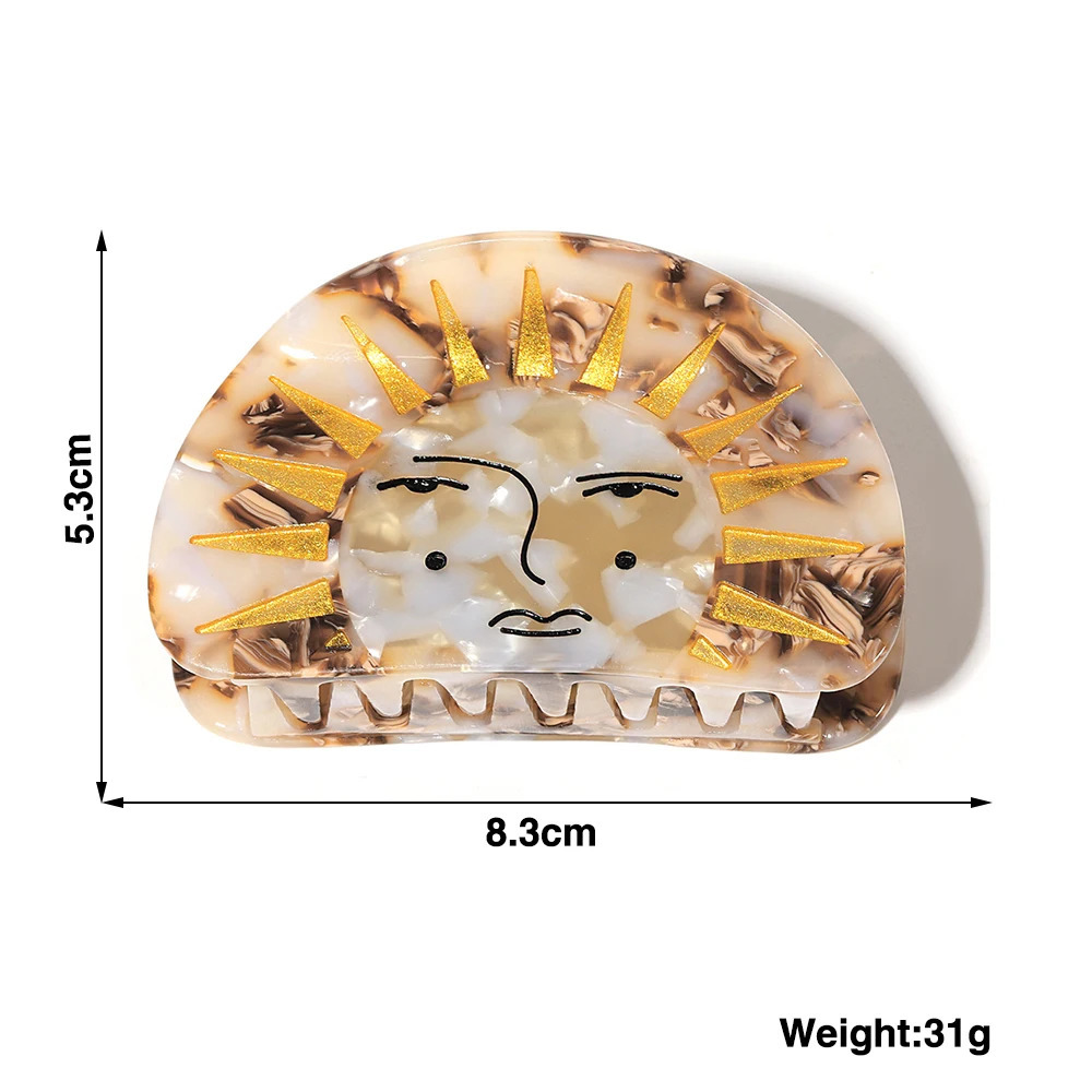 Creative Funny Semicircle Sun Acetate Hair Claw Clip For Women n Thick Ponytail Hairpin Hair Accessories Tool Gifts260528BJ - view 7