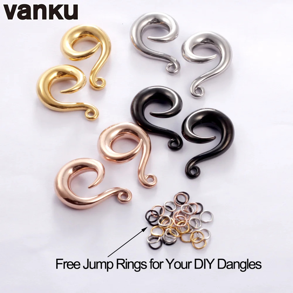Vanku Wholesale 10pcs Stainless Steel For Dangle Earring Twist Hooks PVD Plating Ear Hanger Weights Body Jewelry260528BJ - view 5