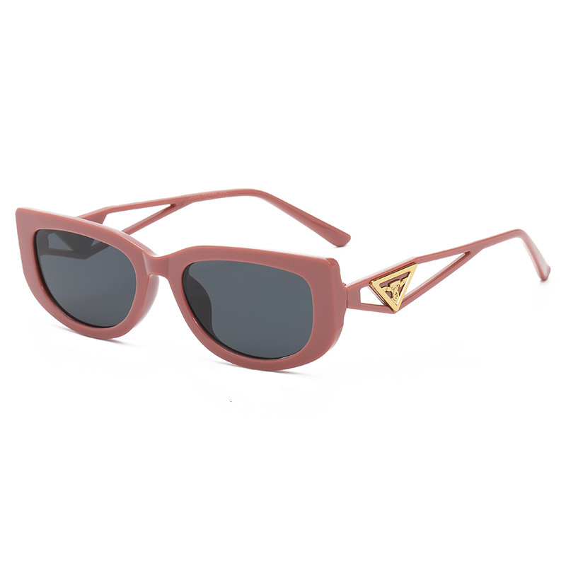 Designer Womens Sunglasses Trendy Small Rectangle Frame Hollow Triangle Metal Logo Leg Shades Outdoor Travel Beach Driving Sun Glasses