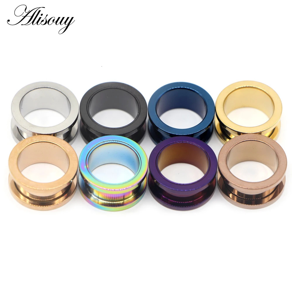 2pcs Colorful Anodized Stainless Steel Screw Fit Ear Flesh Tunnel Earring Plug Expander Body Jewelry Piercing Earlet Gauges260528BJ - view 5