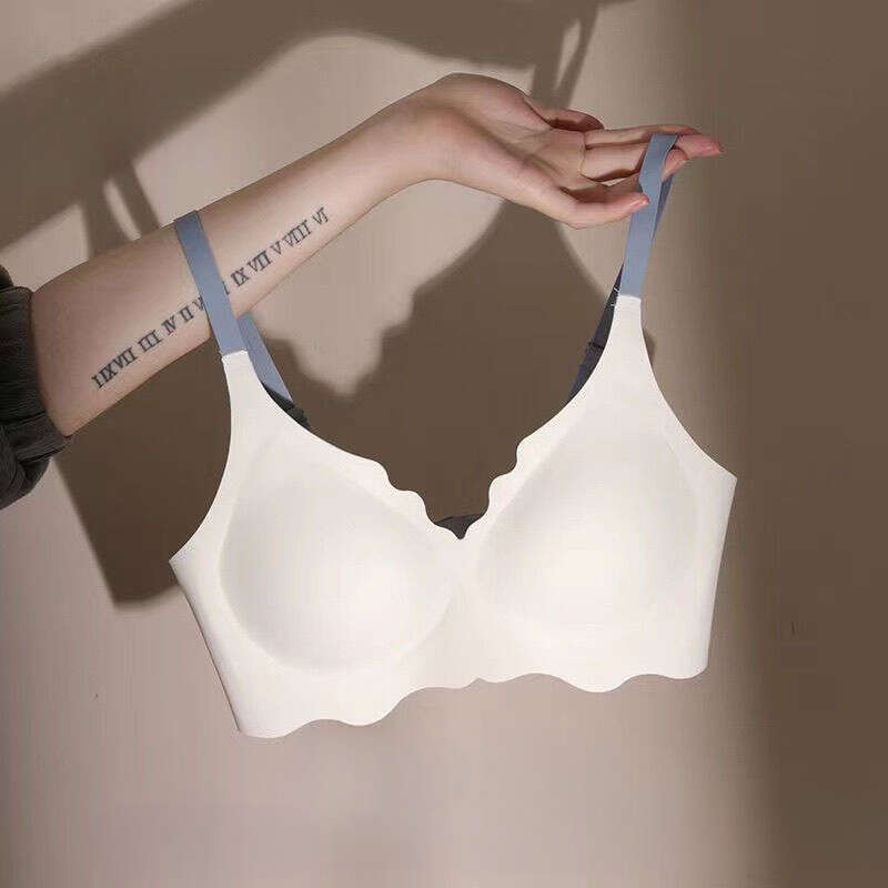 Jelly Strip Seamless Small Chest Push-Up Wireless Thin Sports Shockproof Side Breast Collection Soft Support Bra