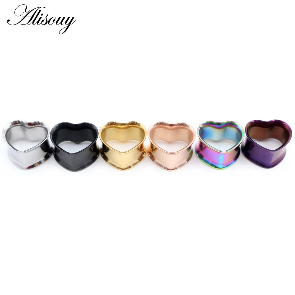 Alisouy 2pcs 8mm-30mm 316L Stainless Steel Love Heart Ear Tunnels Plugs Expander Stretcher Gauges Earrings Body Piercing Jewelry260528BJ - view 4