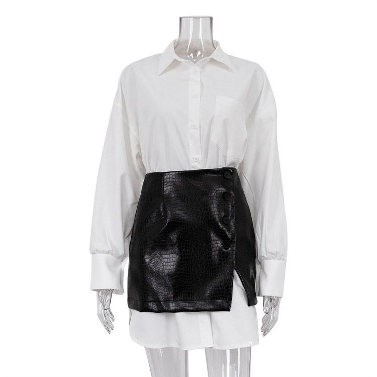 2026 Fashionable Women's Spring Outfit A Complete Set of Simple Loose White Shirt and Waistband Short Skirt Set 240729