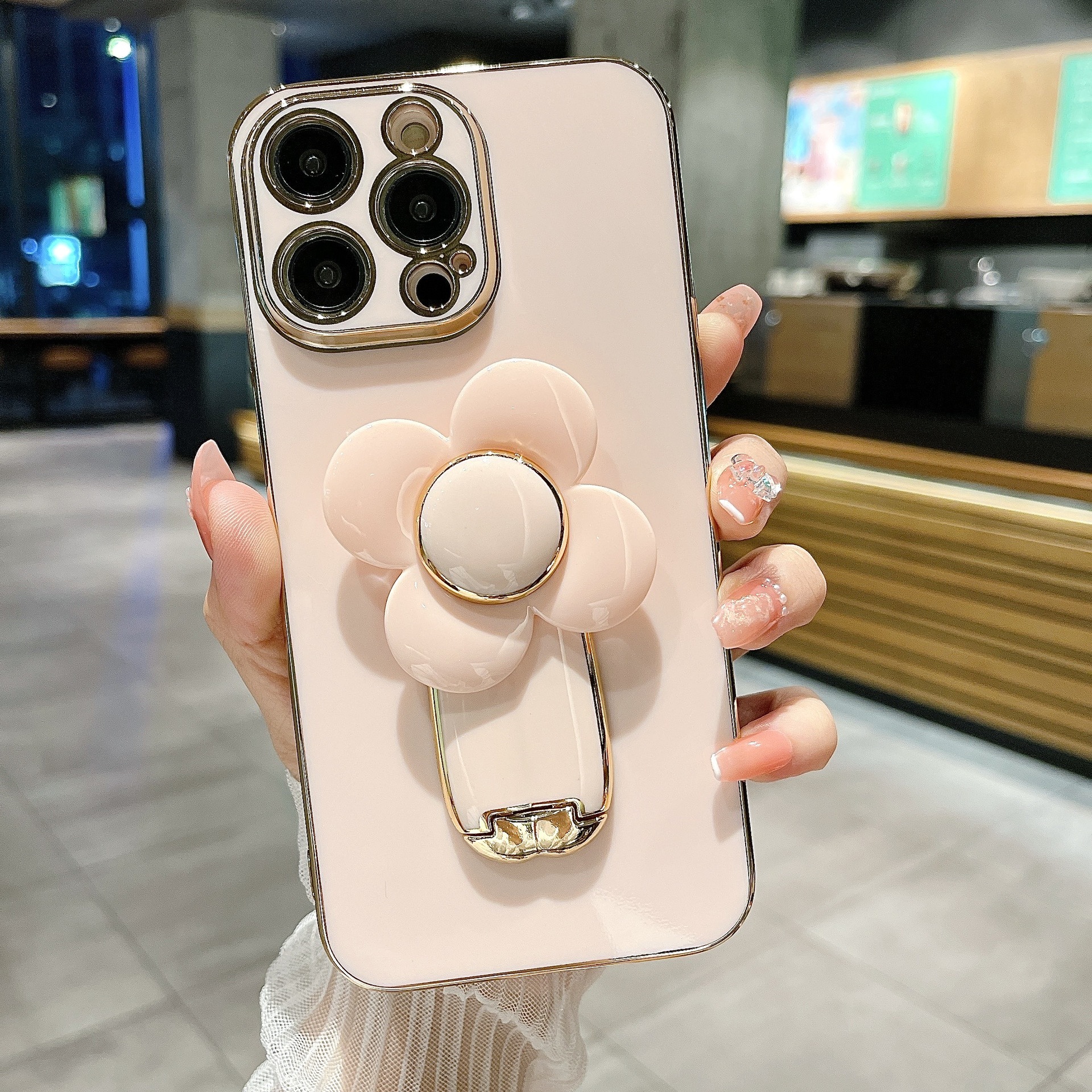 Compatible with Apple 17 Phone Case Electroplated Full Coverage iPhone 15 Pro Windmill Stand Stress Relief Shockproof Protective Cover