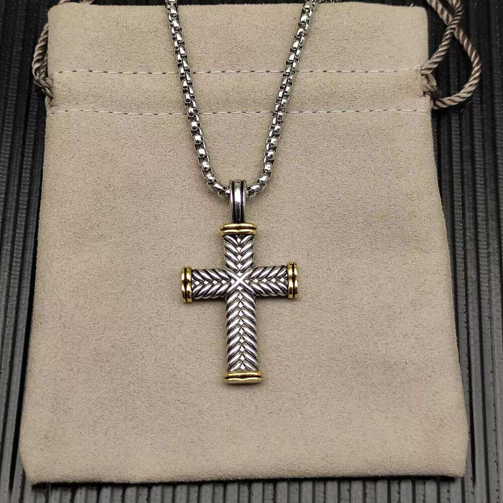 High Quality Luxury Designer DY Classical Style Men's Box Chain Necklace David Jewelry Cross Pendant Necklace for Women's Gifts