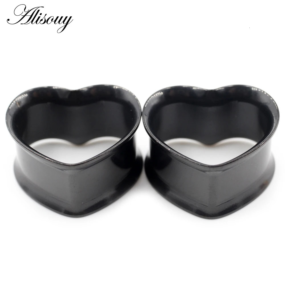 Alisouy 2pcs 8mm-30mm 316L Stainless Steel Love Heart Ear Tunnels Plugs Expander Stretcher Gauges Earrings Body Piercing Jewelry260528BJ - view 6