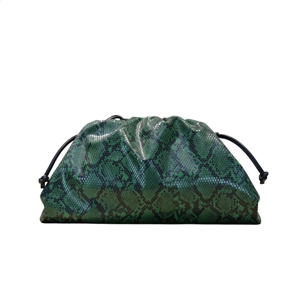 Style Women Pleated Snake Pattern Serpentine Dumpling Shoulder Bag Cloud Pouch Handbag 260601