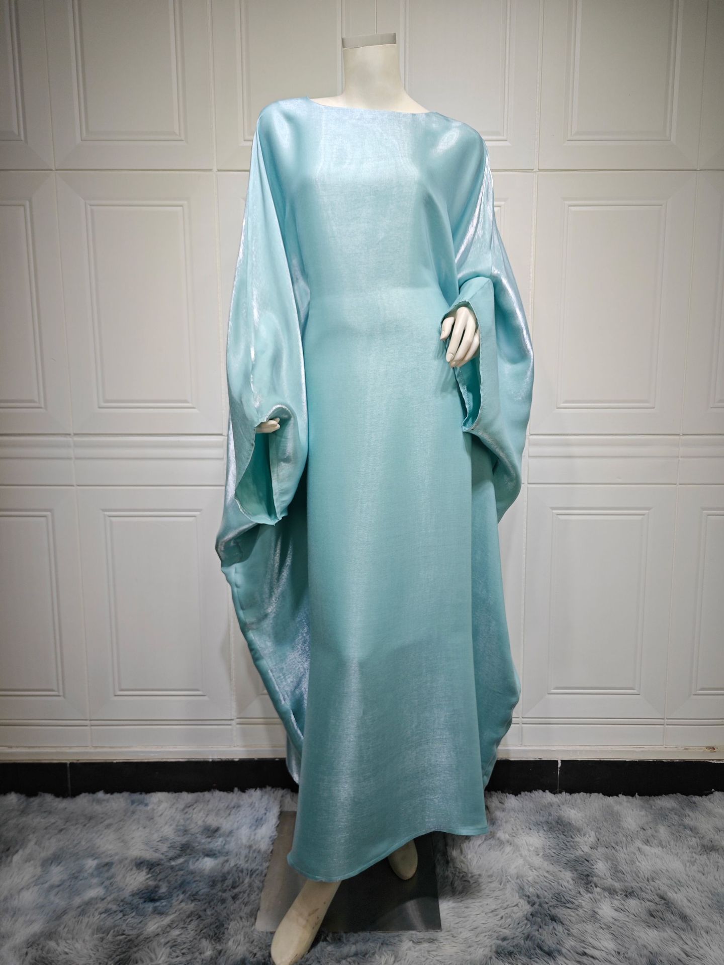 Plus Size Semi Formal Dress Green Glitter Long Sleeve V Neck Lantern Sleeve Maxi Dress Evening Long Dress 240930