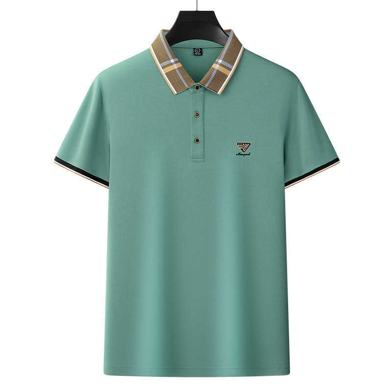 Mulberry Silk Cool Fit Fashion Simple Short Sleeve Business Casual Versatile Solid Color Polo Shirt Healthy Skin-Friendly Men