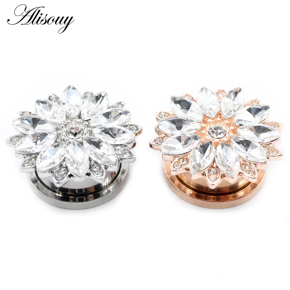 Alisouy 2pcs Stainless Steel Flower Zirconia Moon Star Clock Heart Screw Ear Tunnels Plugs Expander Gauges Body Piercing Jewelry260528BJ - view 5