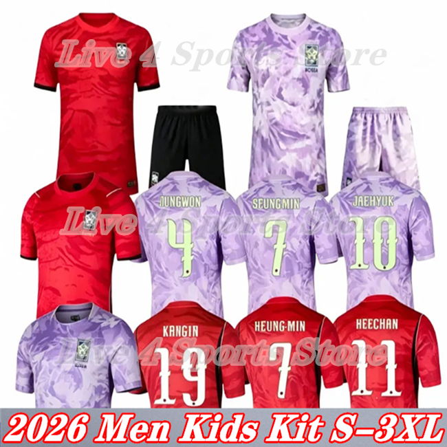 2026 World Cup South Korea National Soccer Jerseys HEUNGMIN MINJAE JAESUNG KANGIN K I LEEJ SLEE JHBAE SHPAIK YWSEOL 26 27 Football Shirts Men Kids Kit