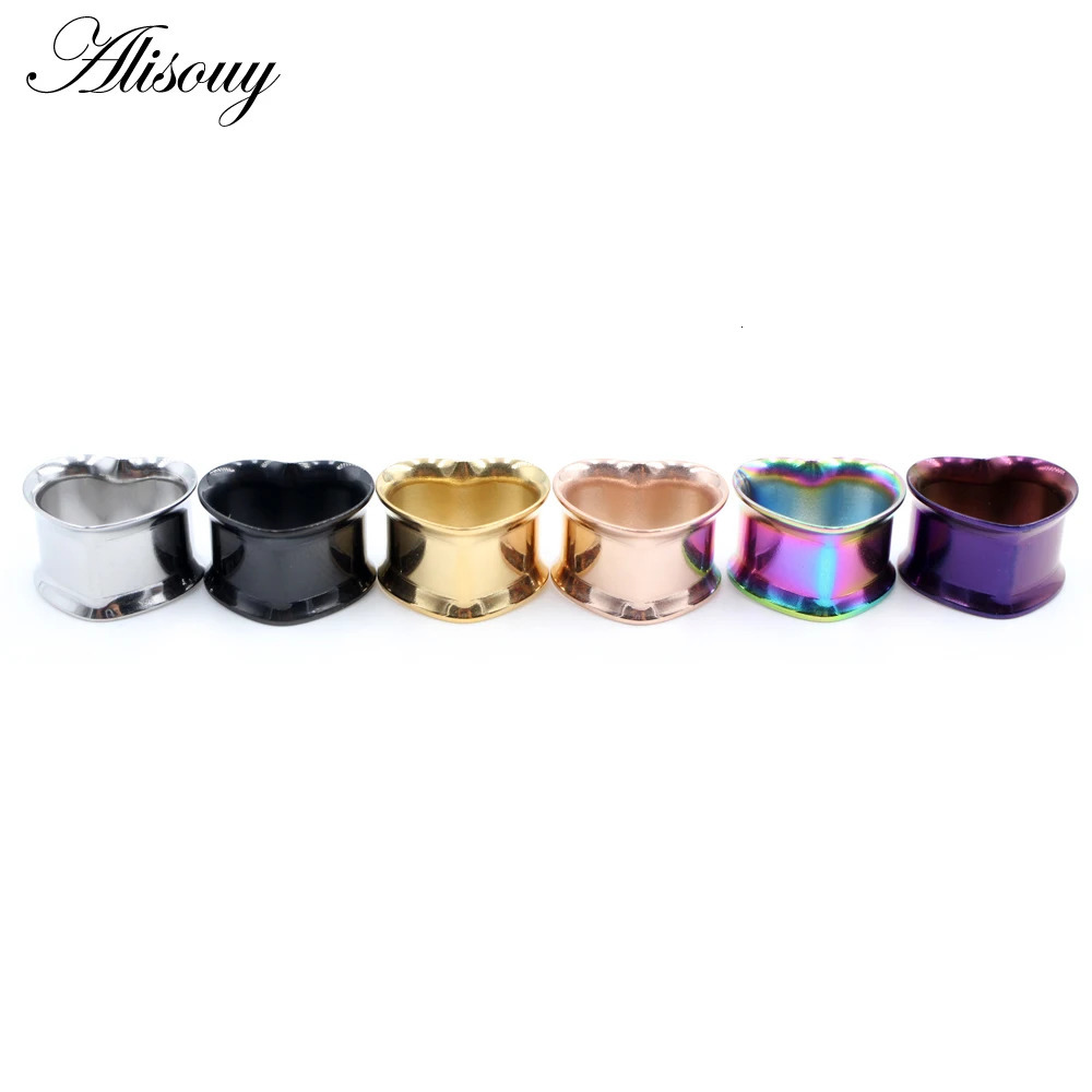 Alisouy 2pcs 8mm-30mm 316L Stainless Steel Love Heart Ear Tunnels Plugs Expander Stretcher Gauges Earrings Body Piercing Jewelry260528BJ - view 5