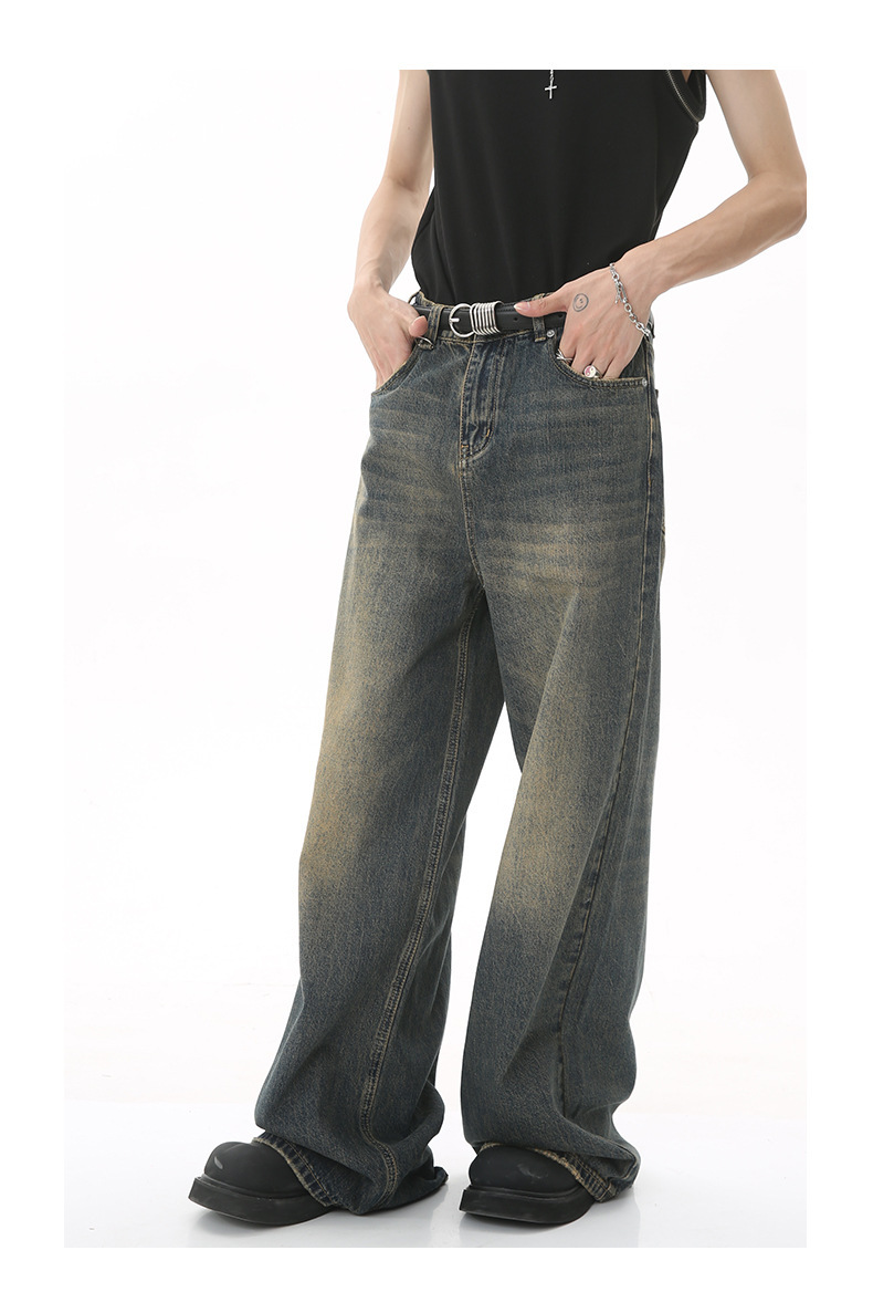 Summer Men's Denim Pants Old Blue Washed Male Jeans Straight Casual Menwear Loose Wide Leg Trousers New Fashion 260602 - view 6