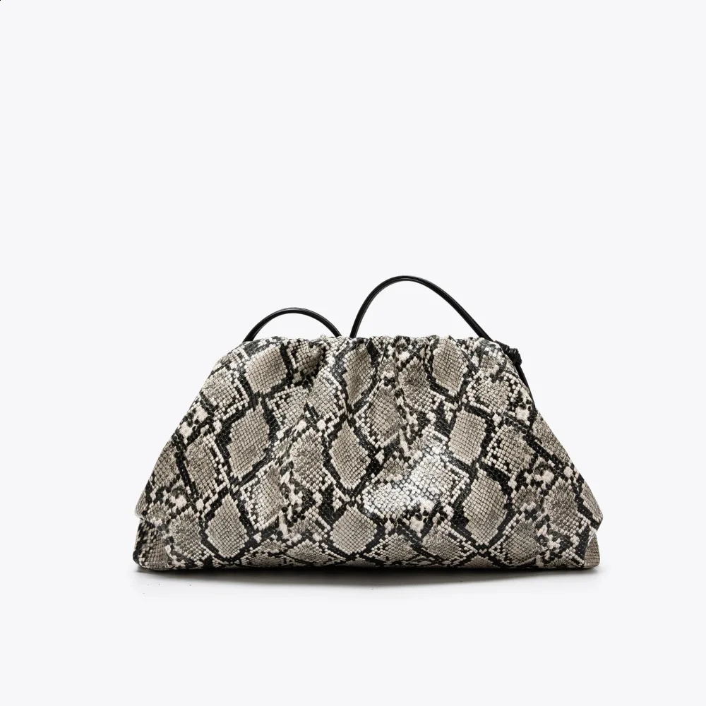 Style Women Pleated Snake Pattern Serpentine Dumpling Shoulder Bag Cloud Pouch Handbag 260601 - view 4