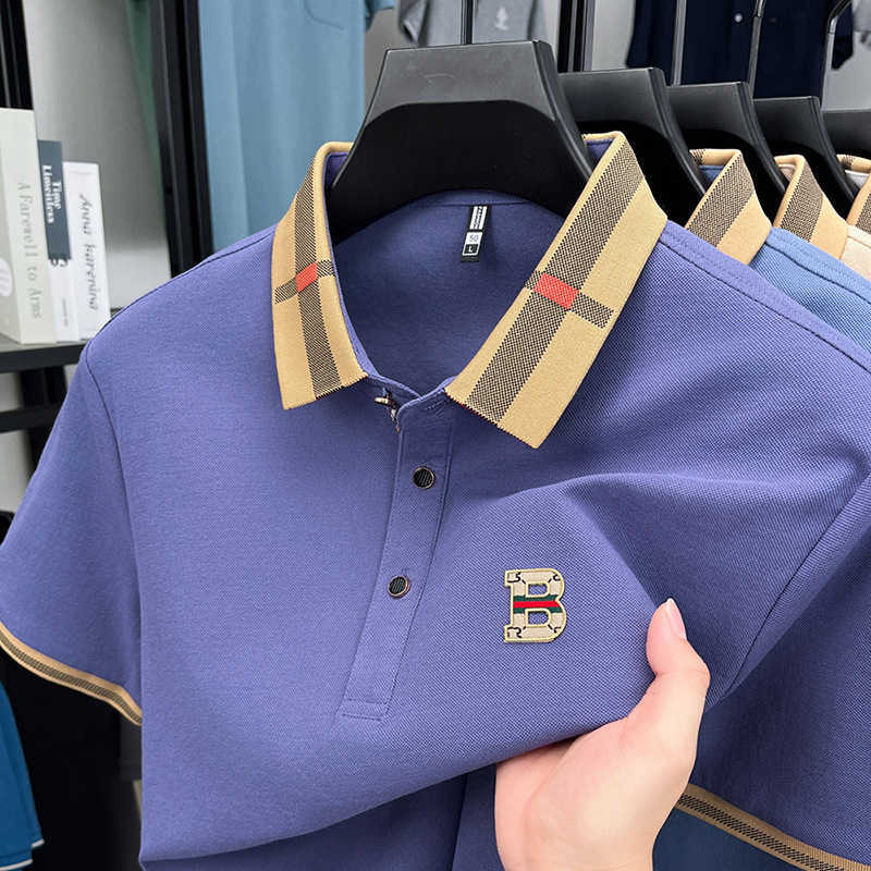 High-end light luxury POLO shirt with a turn-down collar short sleeves casual business embroidered T-shirt mens summer clothing for dads