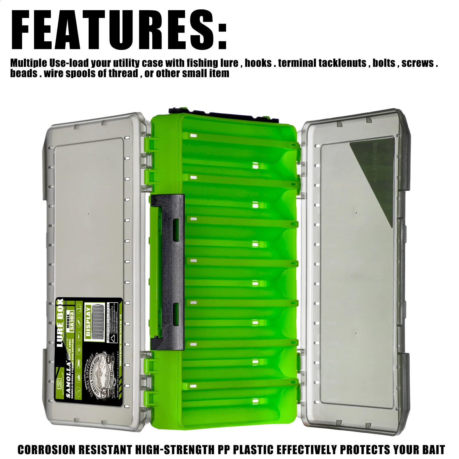 SAMOLLA Large Fishing Tackle Box Lure Storage Double Sided Lure Hook Boxes Baits Container Storage Case Fishing Accessories 260601