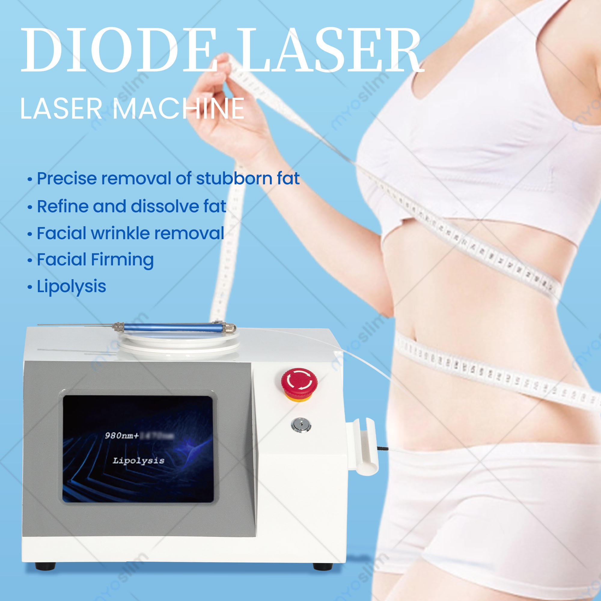 Professional 980nm and 1470nm Diode Laser Lipolysis Machine for Body Slimming Face Lifting Salon Beauty Equipment