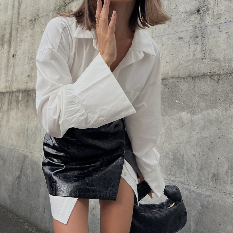 2026 Fashionable Women's Spring Outfit A Complete Set of Simple Loose White Shirt and Waistband Short Skirt Set 240729