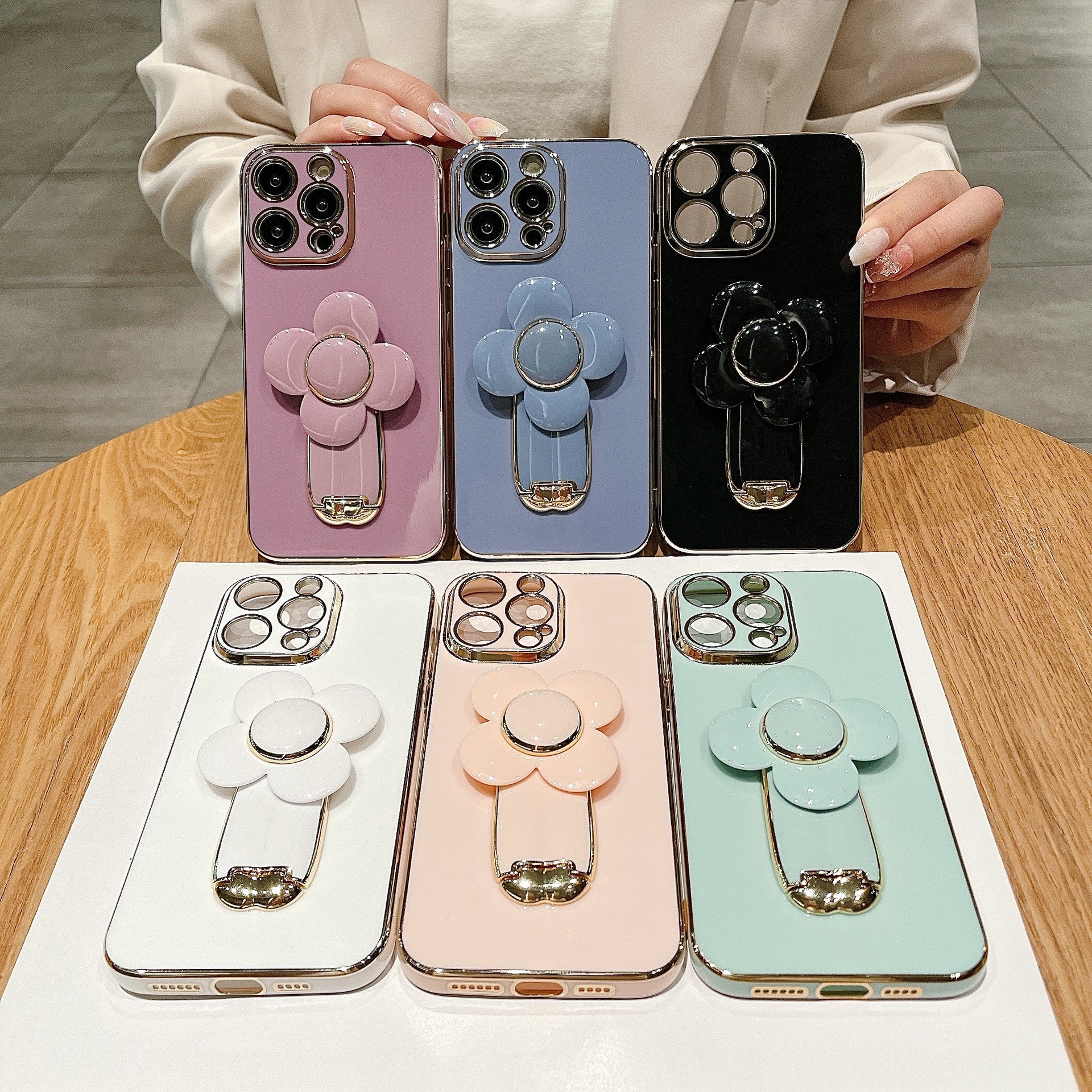 Compatible with Apple 17 Phone Case Electroplated Full Coverage iPhone 15 Pro Windmill Stand Stress Relief Shockproof Protective Cover
