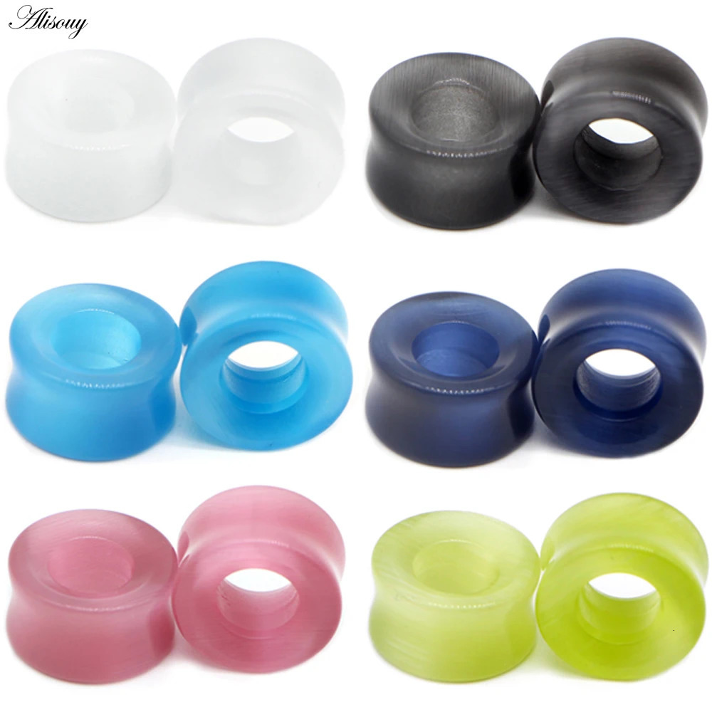 1Pc Stone Glass Ear Tunnel Plugs Mixed Style Hollow Single Flared Ear Flesh Gauges Piercing Ear Expander Stretcher Body Jewelry260528BJ - view 3