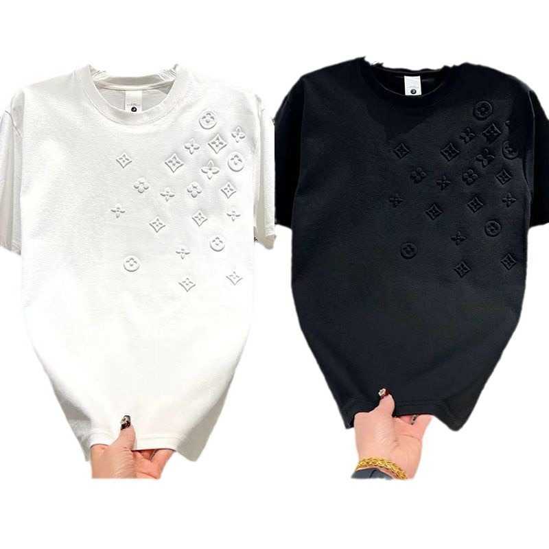 Silk-embroidered sportswear trendy casual short-sleeved men's summer youth fashionable round-neck versatile stretch T-shirt in solid color
