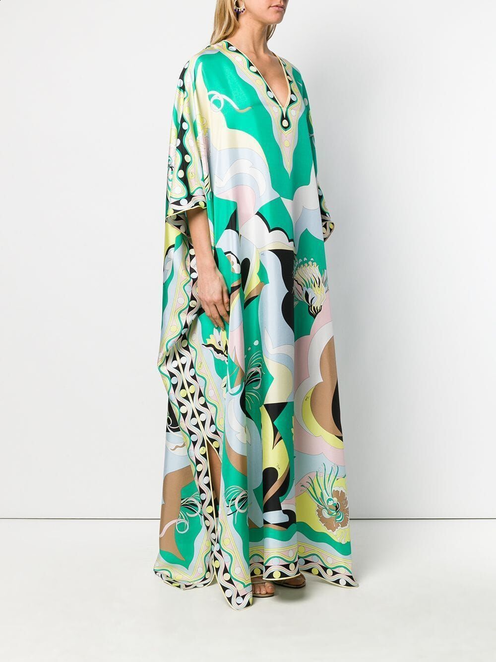 2024 Summer Womens Loose Casual Fashion Printed VNeck Long Dress Vacation Style 210615