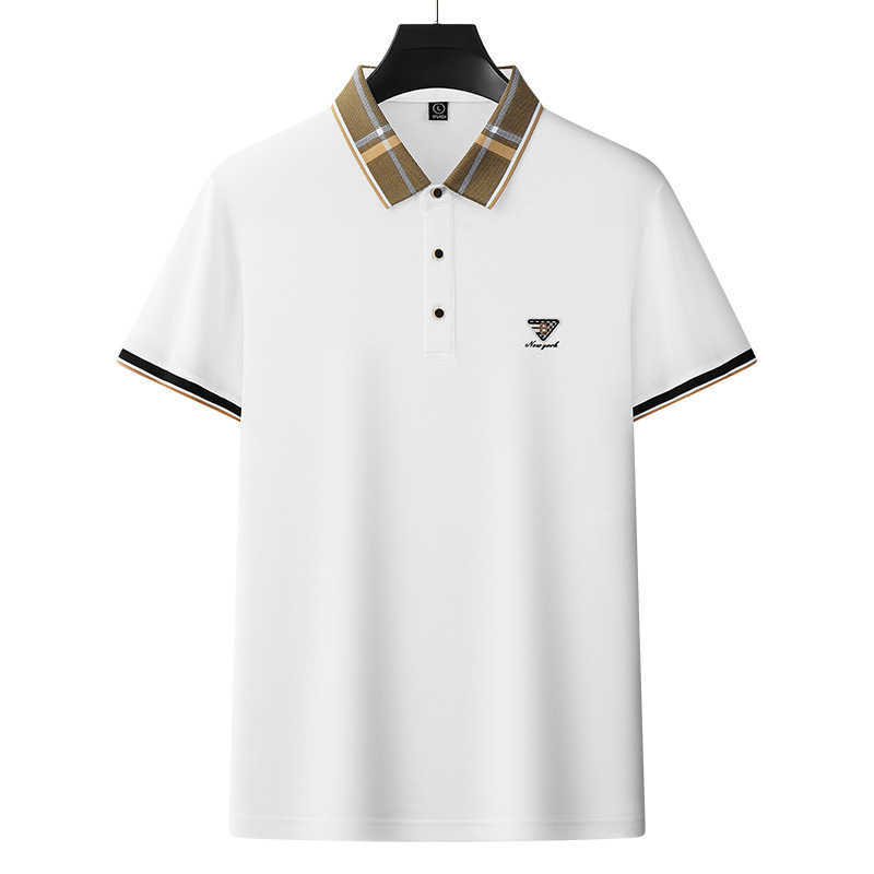 Mulberry Silk Cool Fit Fashion Simple Short Sleeve Business Casual Versatile Solid Color Polo Shirt Healthy Skin-Friendly Men