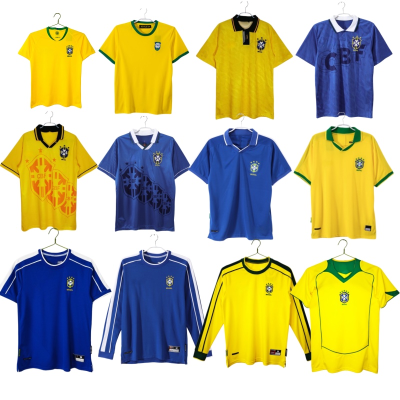 Brazil Retro Football Jerseys 1970/1991/1993/1996/1997/1998/2000/02/04/06/2010/2012/2013-18 Classic Retro Men's throwback Jersey, Customizable wi