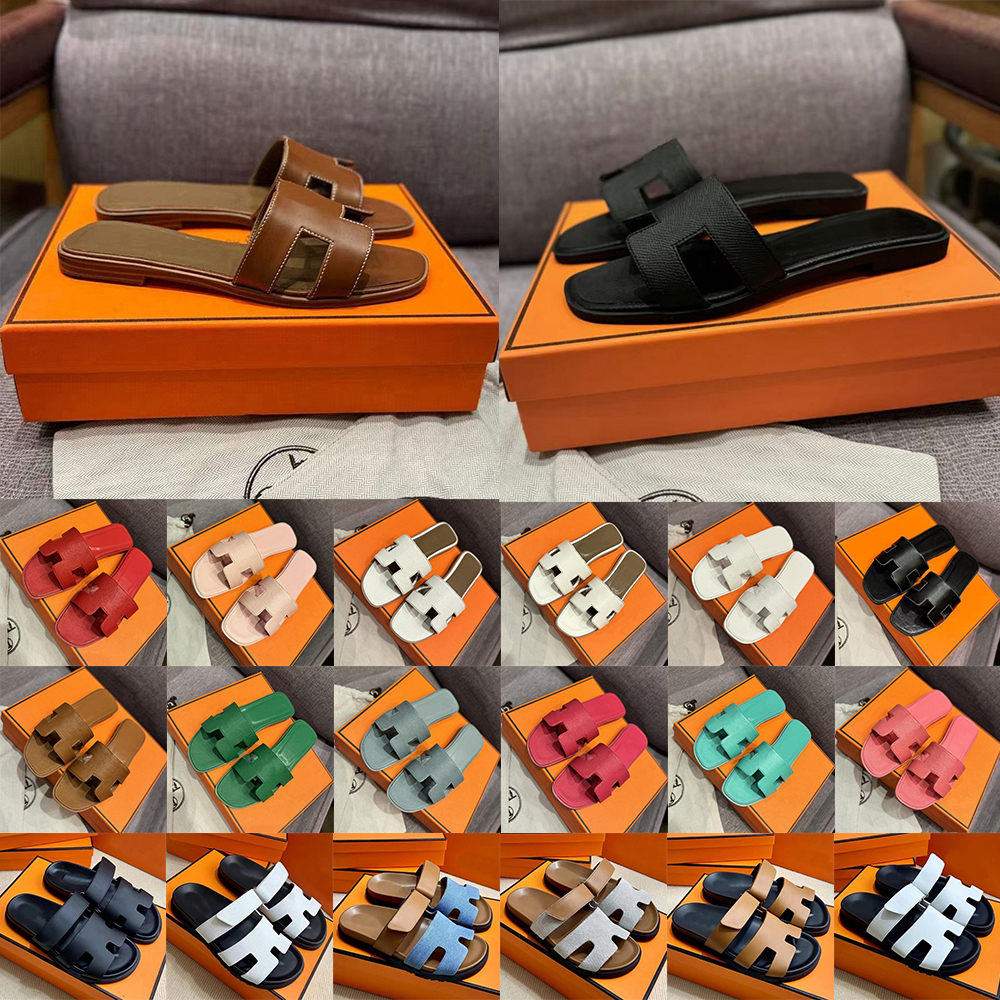 2026 New Arrival Luxury Women's Slippers Designer Oran Slides Women's Leather Slippers Daily Wear Casual Slip On Beach Sandals with box