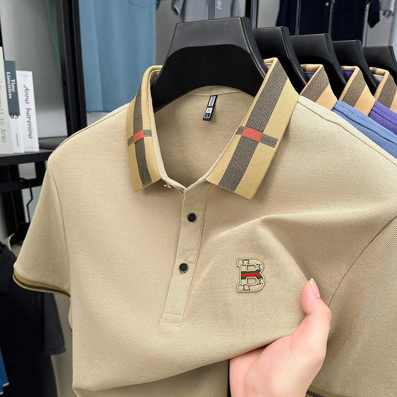 High-end light luxury POLO shirt with a turn-down collar short sleeves casual business embroidered T-shirt mens summer clothing for dads