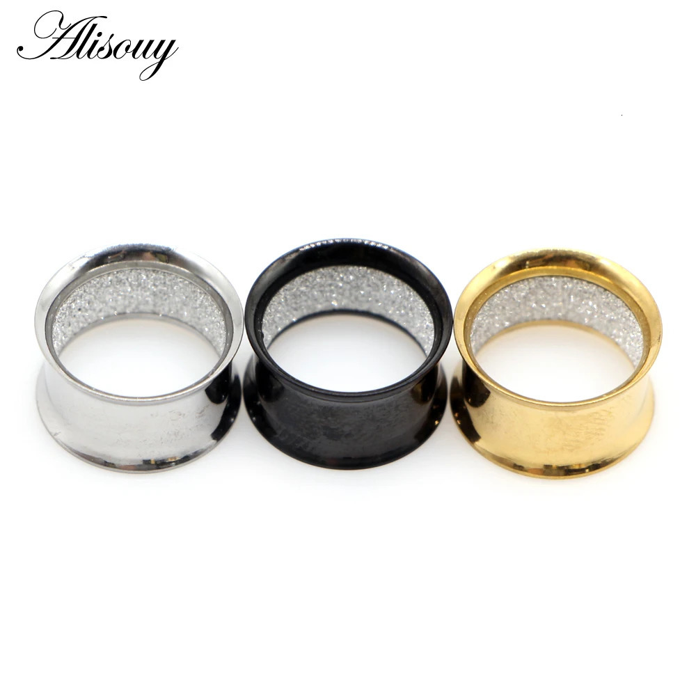 Alisouy 2pcs Stainless Steel Inner Matte Frosted Ear Gauges Expander Stretchers Earrings Plugs Tunnels Piercing Body Jewelry260528BJ - view 3