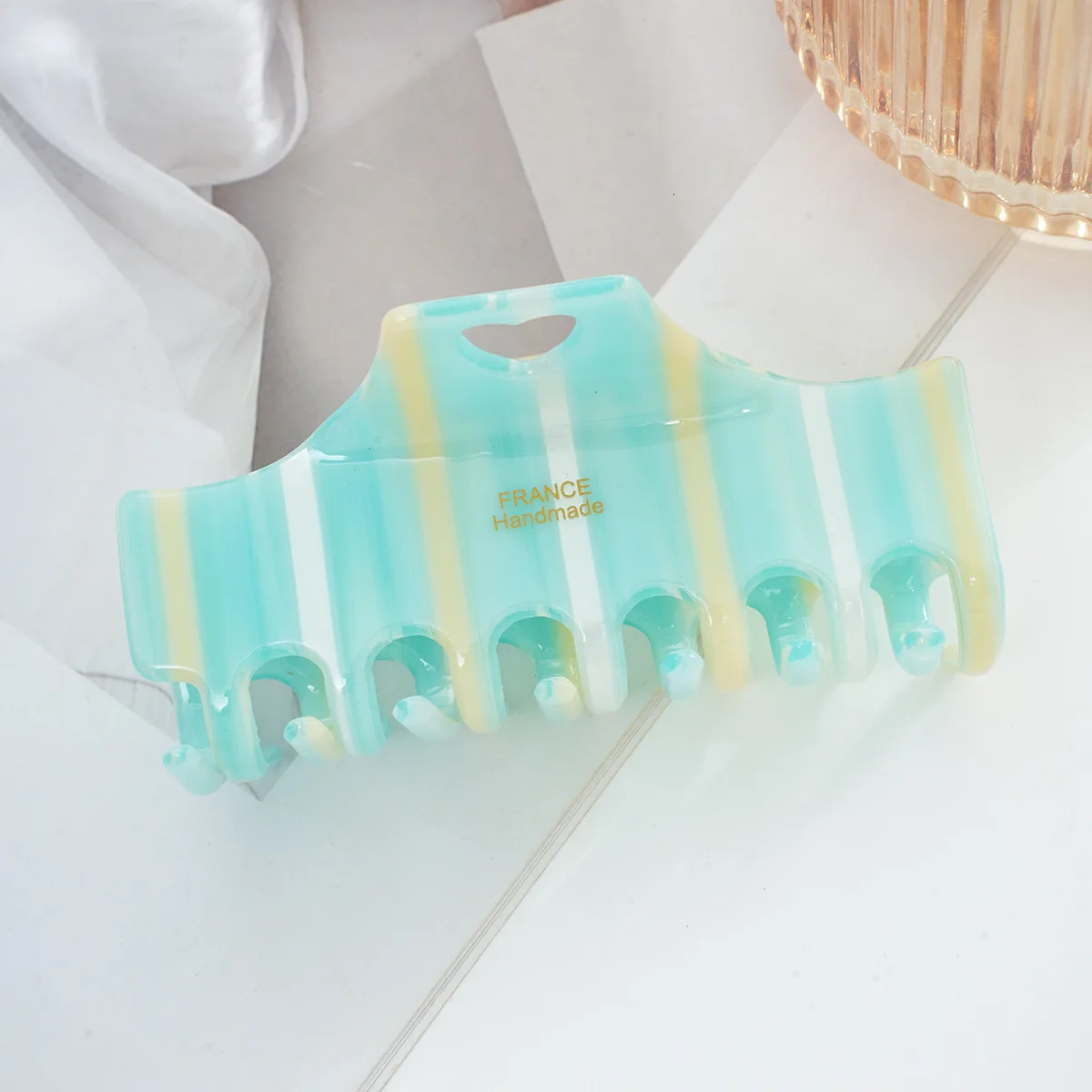 1pc striped contrasting grip clip large shark clip hair clip womens back of the head hair grip clip headband260528BJ - view 4