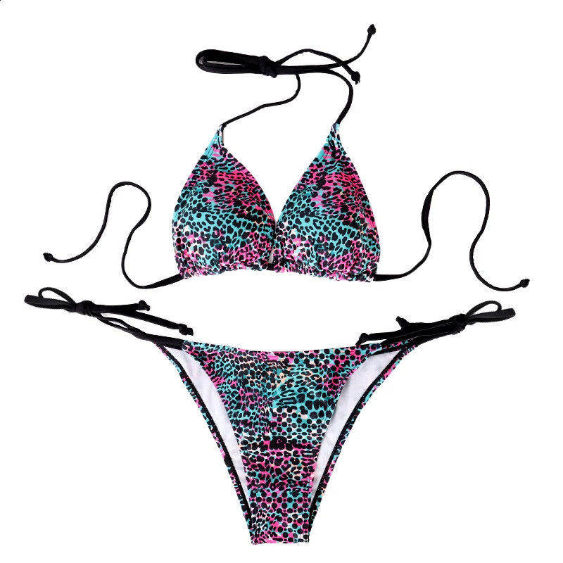 Two-Piece Womens Split Bikini Set Summer Strappy And Lace-Up Colorful Polka Dot Printed Ladys Bikini Beach Vacation Swimsuit 260622CJ - view 7