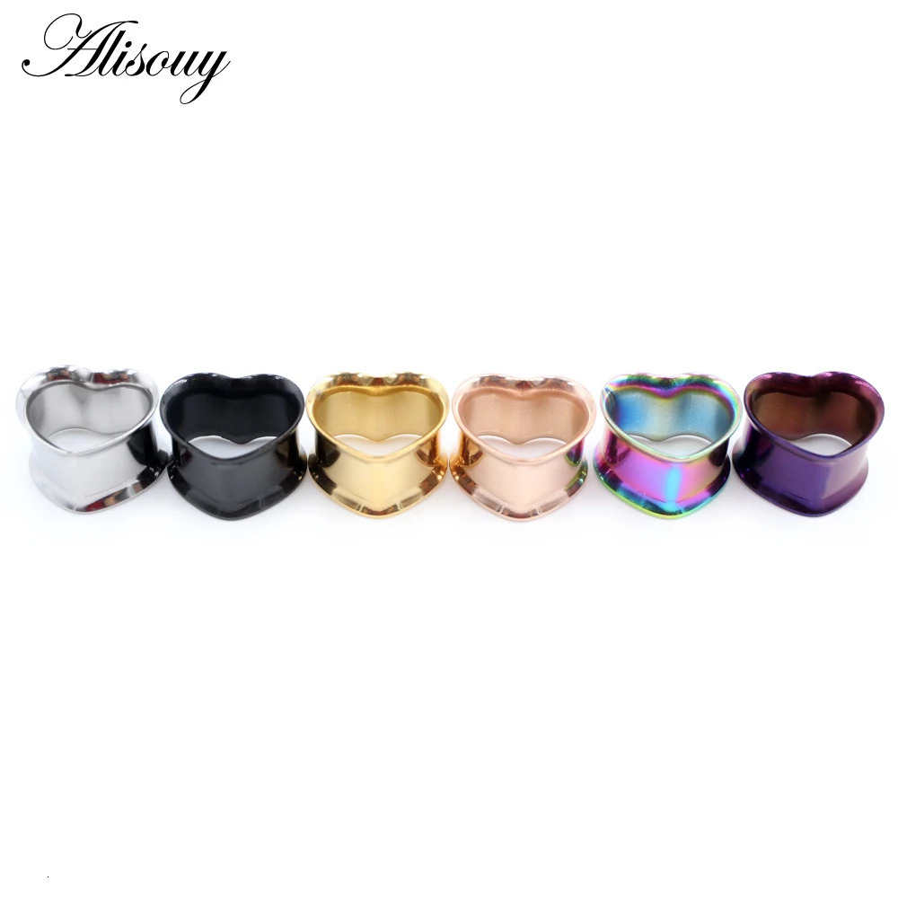 Alisouy 2pcs 8mm-30mm 316L Stainless Steel Love Heart Ear Tunnels Plugs Expander Stretcher Gauges Earrings Body Piercing Jewelry260528BJ - view 3