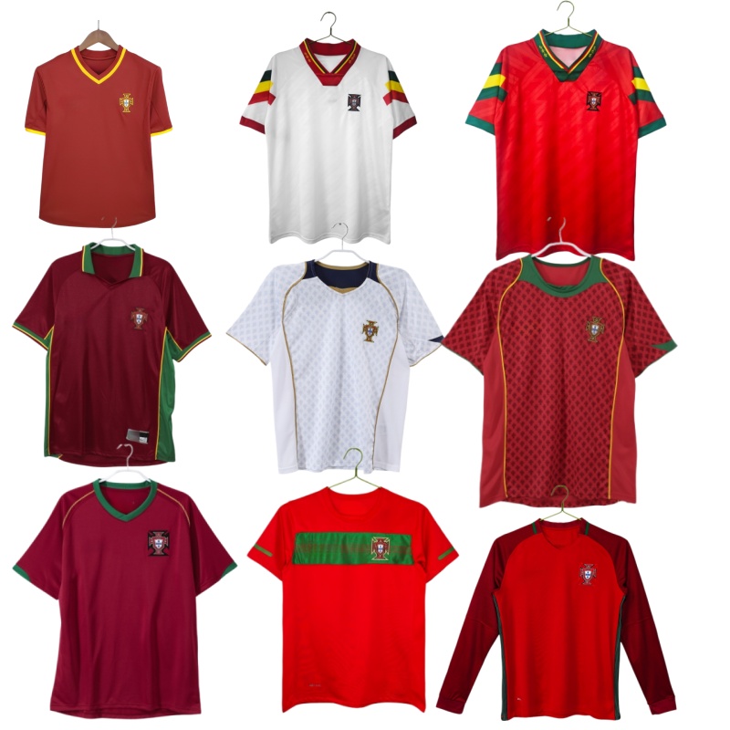 Portugals Retro Football Jerseys 1992/1998/2000/2004/2006/2010/2012/2016-18 Classic Retro Men's Jersey, Customizable with Name & Number, Size S-2
