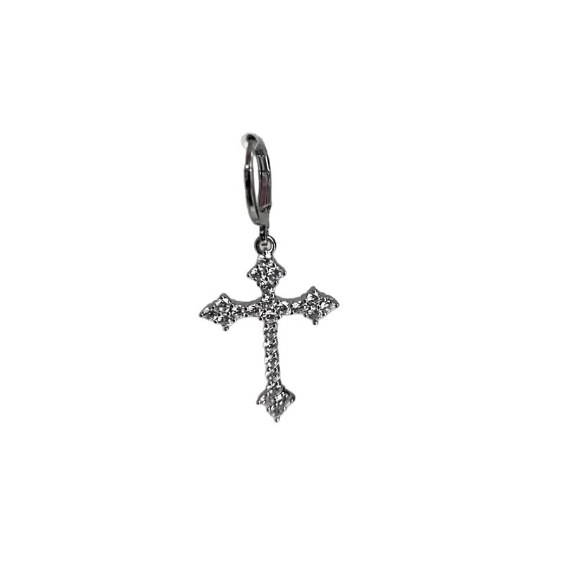 Full-diamond cross long earrings, niche minimalist style, light luxury, high-end feel, versatile and unique earrings - view 6