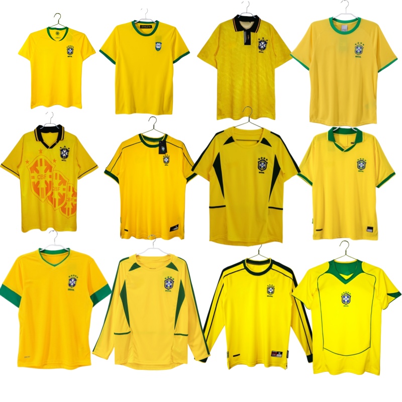 Brazil Retro Football Jerseys 1970/1991/1993/1996/1997/1998/2000/02/04/06/2010/2012/2013-18 Classic Retro Men's throwback Jersey, Customizable wi