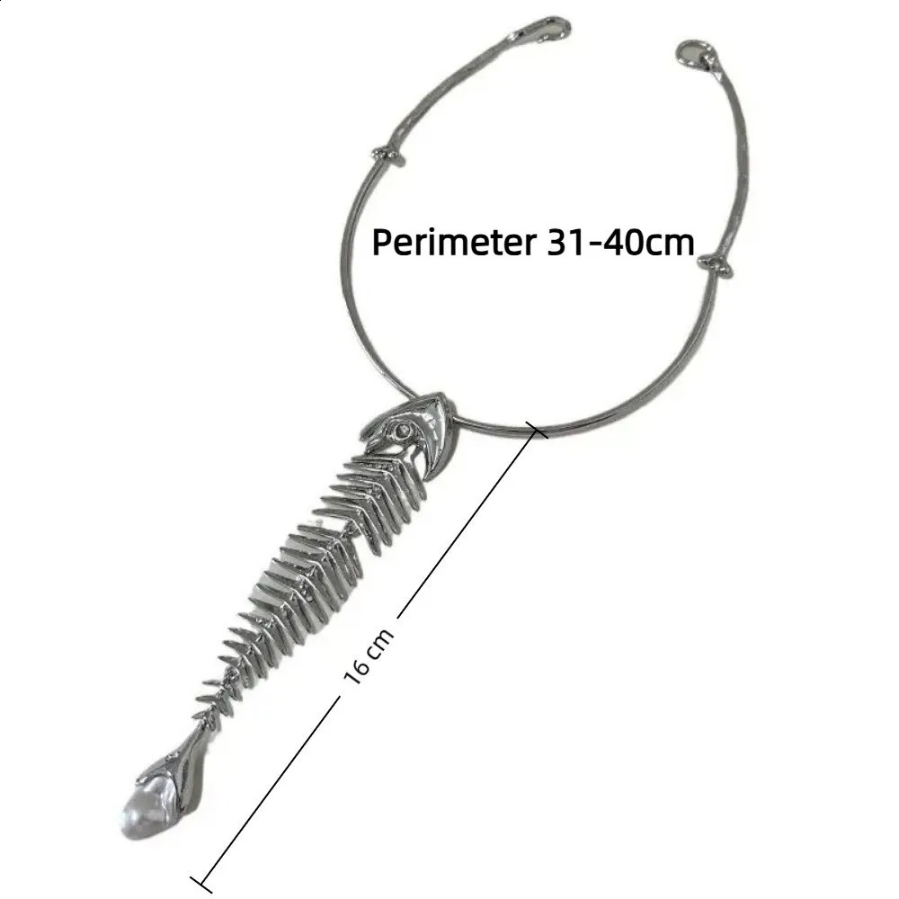 Retro Alloy Big Fish Bone Pendant Exaggerated Choker Necklace Women Novelty n Collar Necklace Jewelry Accessories Gift 260528