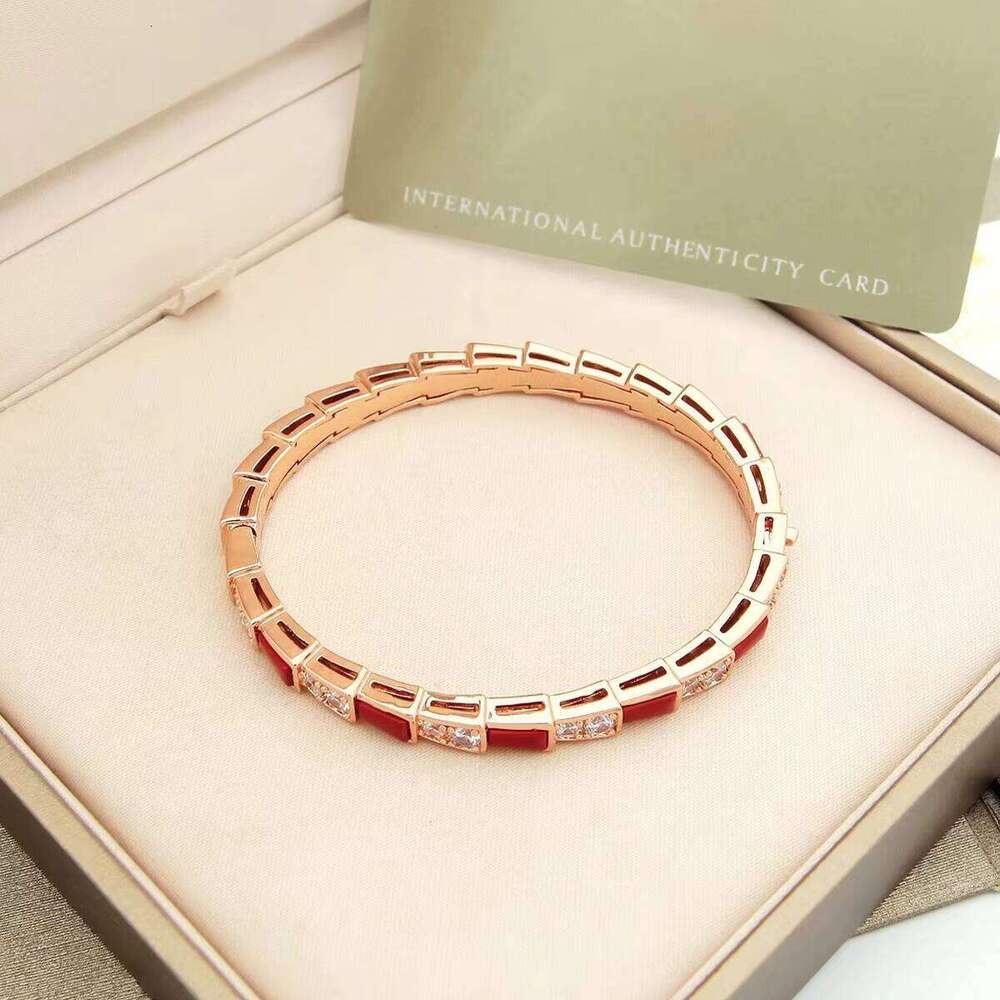 Hot Sale Bulg Brand Designer Jewelry Snake Bracelet Luxury Inspired Trapezoidal Zircon Shell Gold Plated Bangle for Women gifts