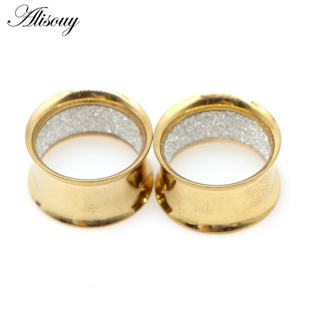 Alisouy 2pcs Stainless Steel Inner Matte Frosted Ear Gauges Expander Stretchers Earrings Plugs Tunnels Piercing Body Jewelry260528BJ - view 6