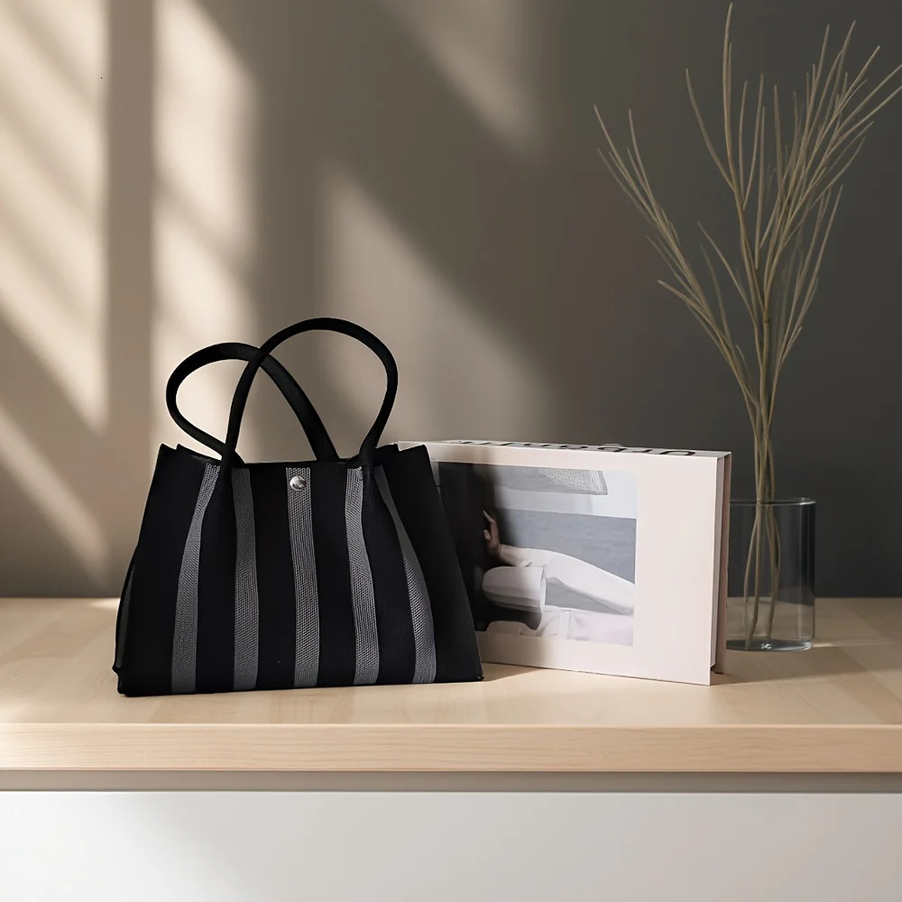 color-blocking knitted stripe n tote bag large capacity handbag for womens commute260530 - view 6