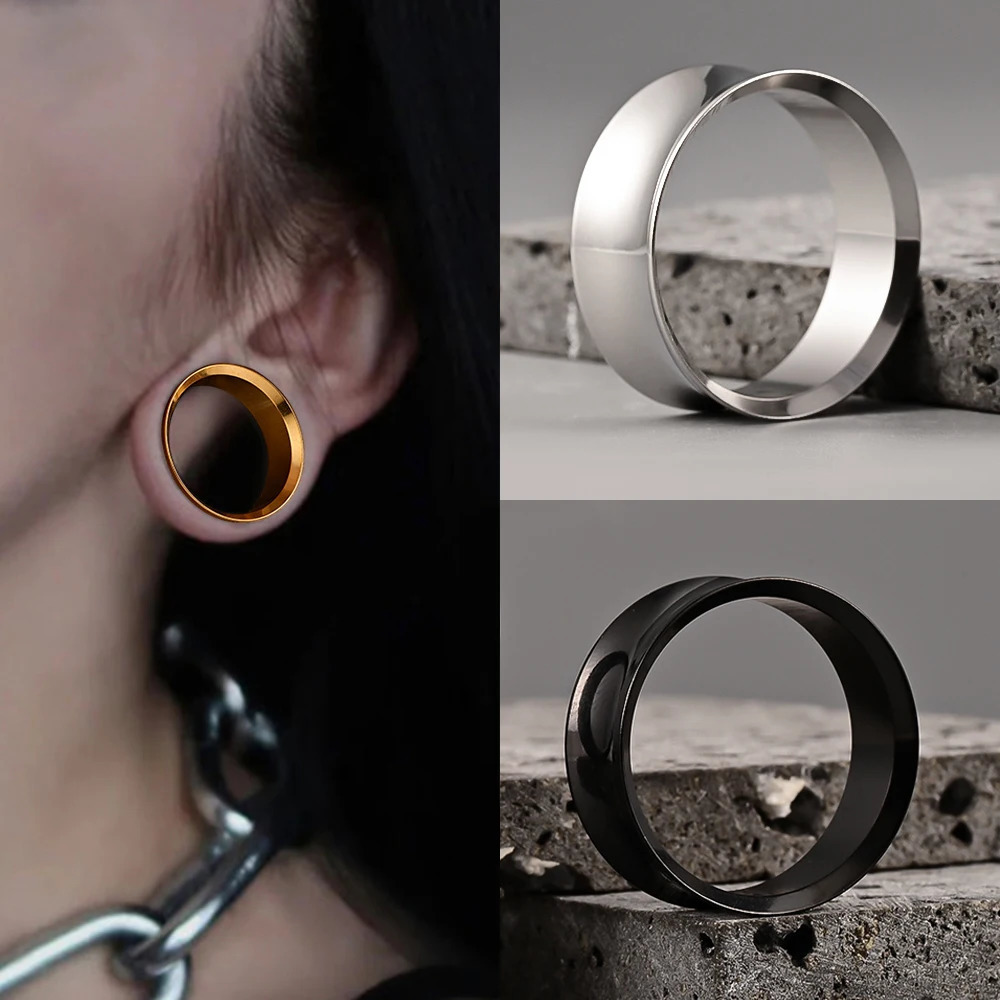 Doearko 2PCS Ear Gauges 316 Stainless Steel Round Tunnels Plugs Piercing Women Body Jewelry Expander Stretchers 260528BJ