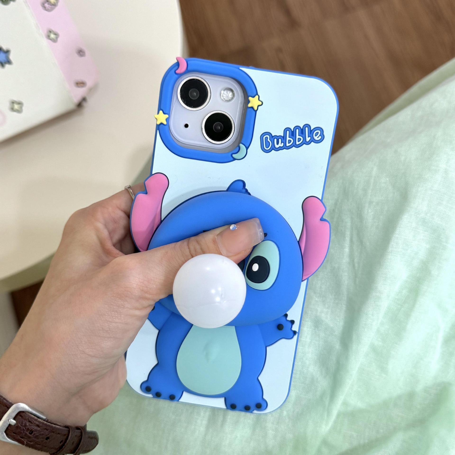 7P,11 stress-relief press-and-bubble Stitch 13,14pro creative soft silicone xr phone case 15promax