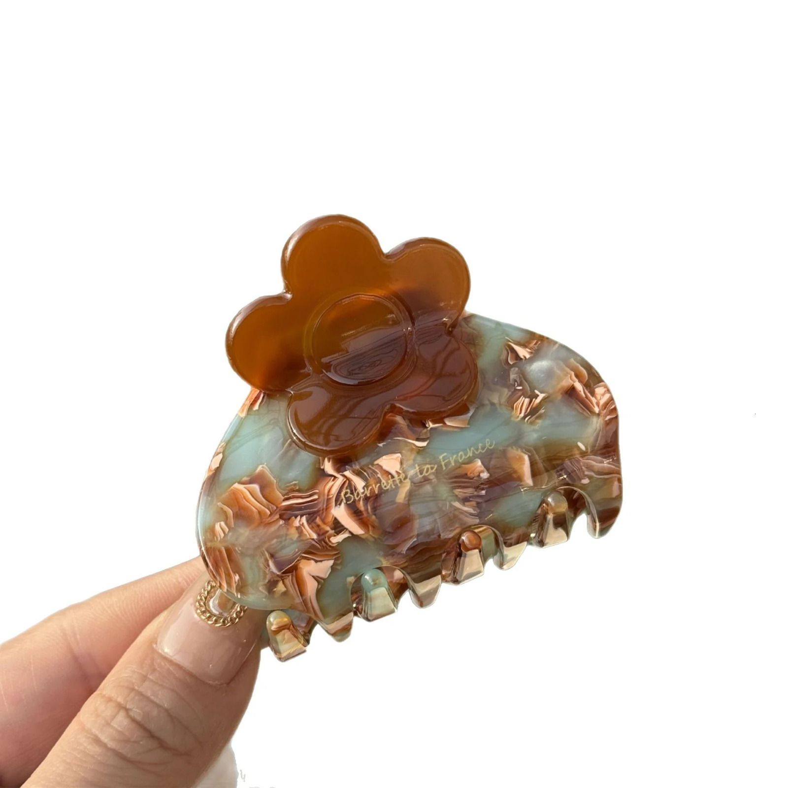 1pc Flower Grip Clip Medium Gold Label Hair Clip Three Dimensional Petal Hair Grip Simple and Sweet Hair Accessories260528BJ - view 3