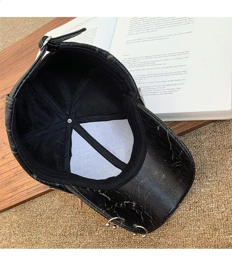 American Doberman Ear Leather Baseball Cap Y2K Punk Spiked Trucker Hat Edgy Aesthetic for Girls Boys Unique Trendy Headwear 260601 - view 7