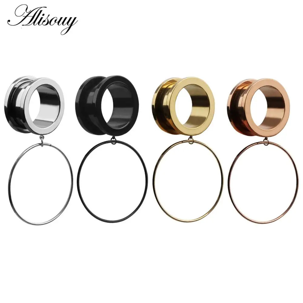 Alisouy 2pcs 6-25MM Stainless Steel Ear Plugs and Tunnels Dangle Ear Piercing Expansion Ear Stretched Flesh Tunnels Body Jewelry260528BJ - view 3