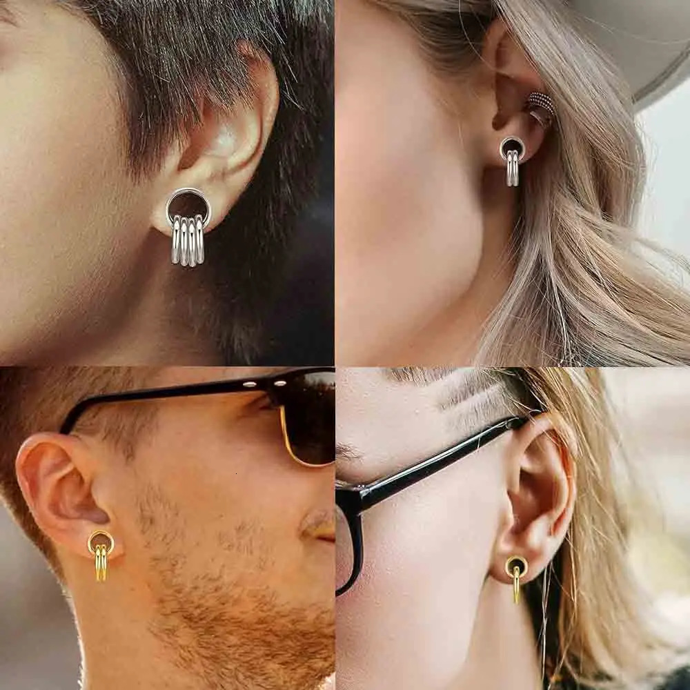 1 Pair of 316L Stainless Steel Hoop Earrings Ear Plugs Ear Drop Tunnel Hypoallergenic Ear Expander Piercing Body Jewelry 8-16mm260528BJ - view 7
