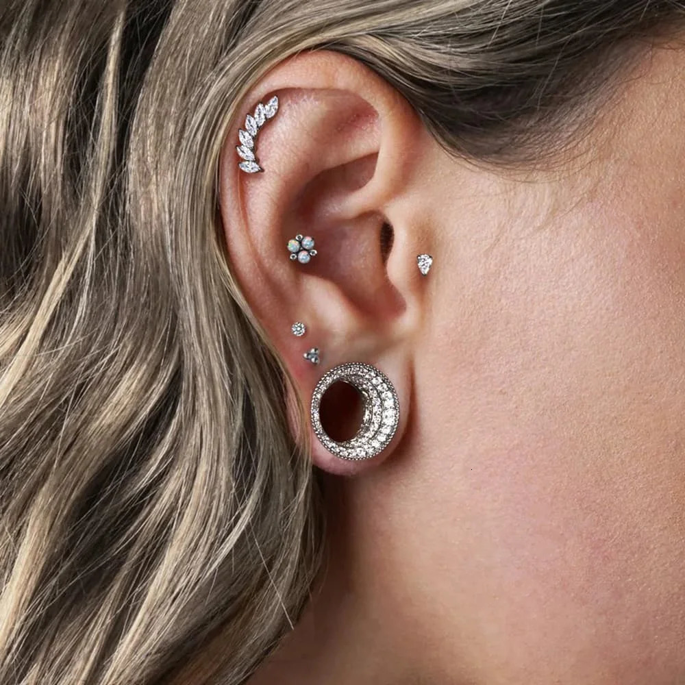 Casvort Sparkling ious Round Ear Gauges Tunnels Expander Stretcher Piercing Women Body Men Jewelry Arrival Gift260528BJ - view 3