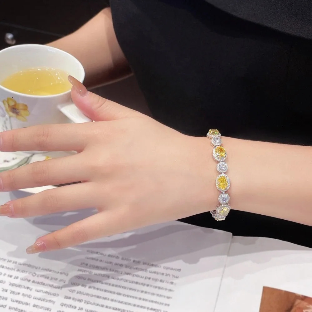 Handmade Lab Topaz Diamond Bracelet Bangle 925 Sterling Silver Engagement Wedding Bracelets for Women Bridal Fine Party Jewelry 260602 - view 4